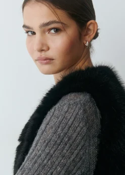 Abrigos Y Chaquetas|Chalecos*Brownie Chaleco efecto pelo Negro