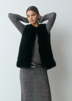 Abrigos Y Chaquetas|Chalecos*Brownie Chaleco efecto pelo Negro