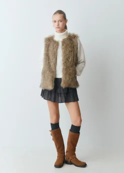 Abrigos Y Chaquetas|Chalecos*Brownie Chaleco efecto pelo Marron