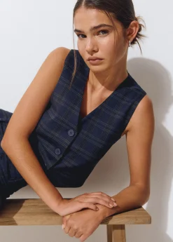 Chalecos*Brownie Chaleco sastre cuadros Azulmarino