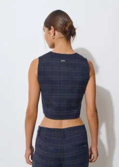 Chalecos*Brownie Chaleco sastre cuadros Azulmarino