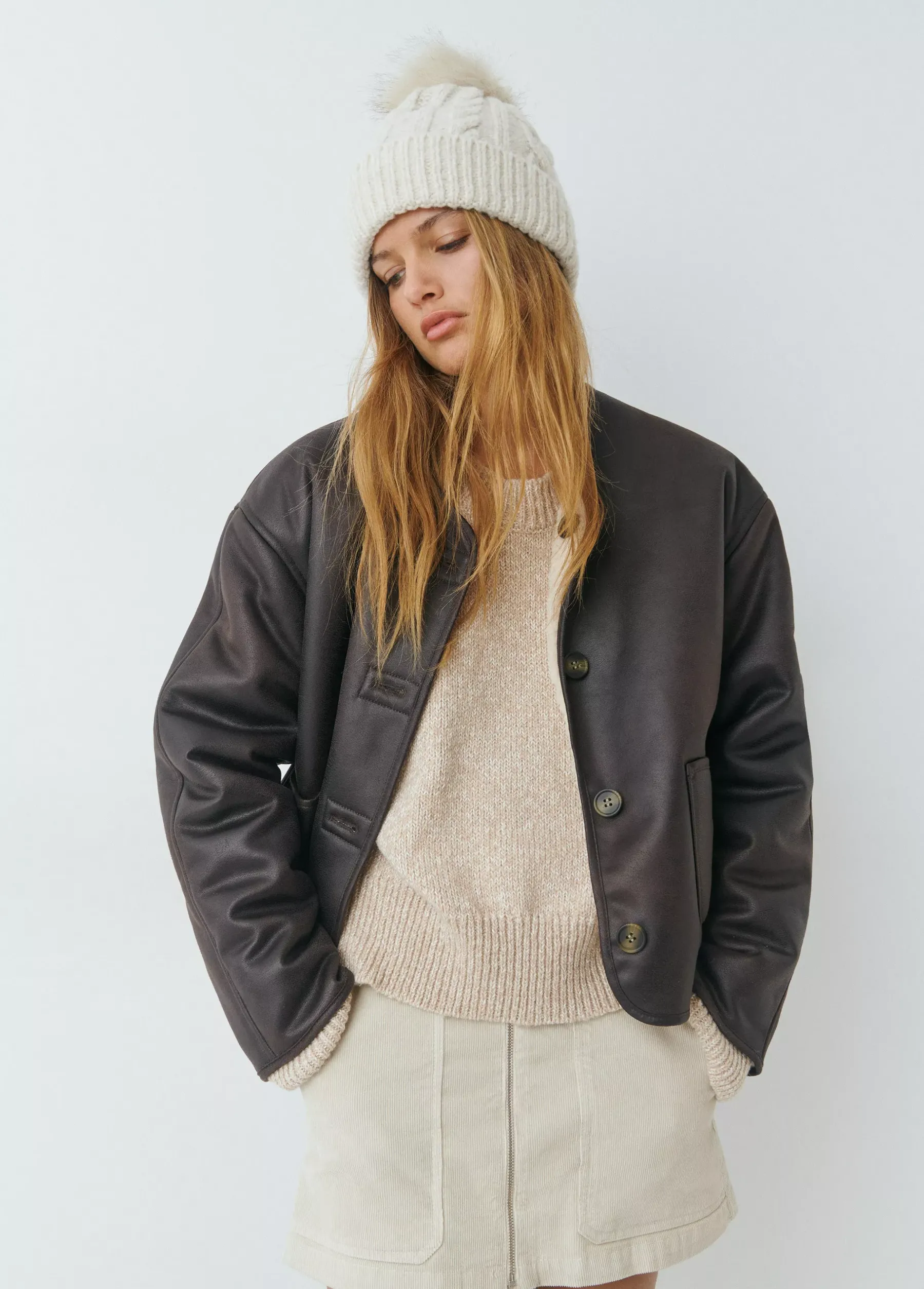 Abrigos Y Chaquetas*Brownie Chaqueta reversible doble faz efecto piel Camel