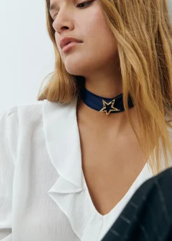 Bisutería*Brownie Collar organza estrella Marino