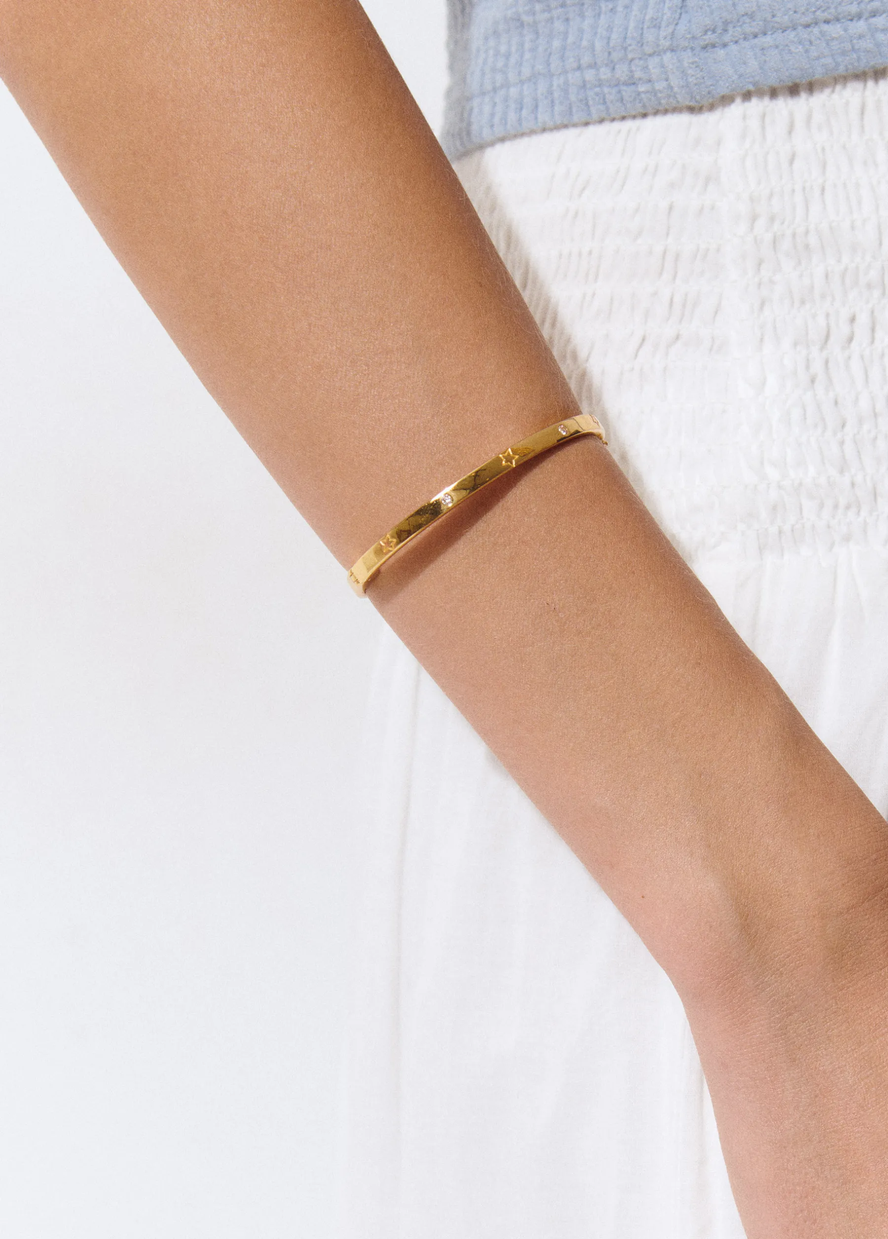 Bisutería*Brownie Esclava grabada estrellas Dorado