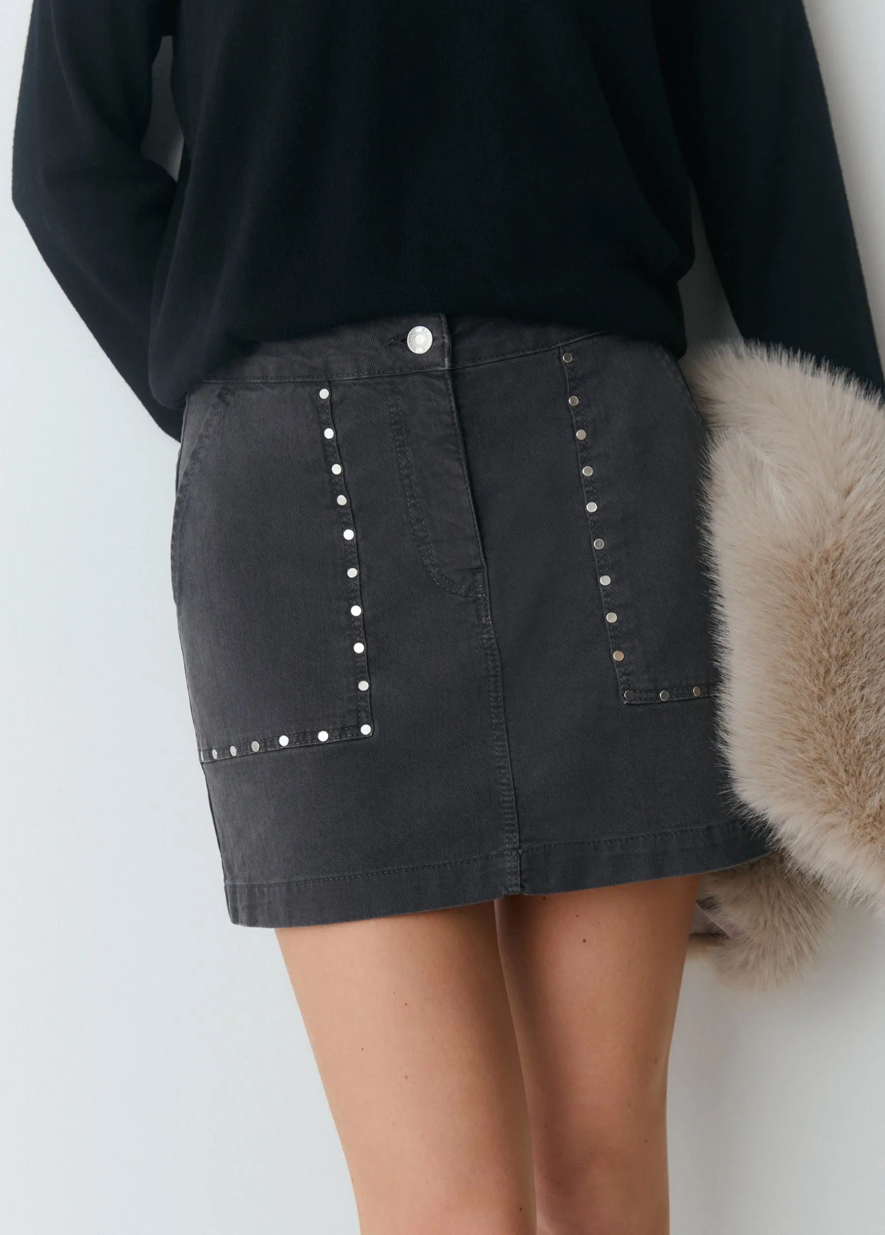 Faldas*Brownie Falda bolsillos frontales Antracita