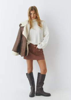 Faldas*Brownie Falda bolsillos pana Rosado