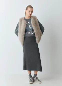 Faldas*Brownie Falda canalé midi Gris