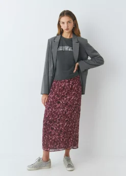 Faldas|Total Look*Brownie Falda midi estampada brillo Berenjena