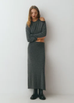 Faldas|Total Look*Brownie Falda midi raya tejida bicolor Negro