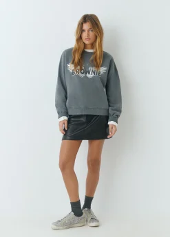 Faldas*Brownie Falda mini efecto piel tachas Negro