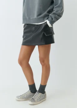 Faldas*Brownie Falda mini efecto piel tachas Negro