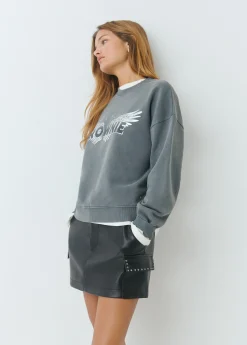 Faldas*Brownie Falda mini efecto piel tachas Negro