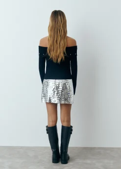 Faldas*Brownie Falda mini lentejuelas Plata