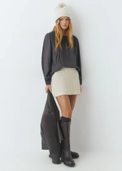 Faldas*Brownie Falda pana apertura tachas Crudo