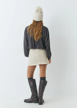 Faldas*Brownie Falda pana apertura tachas Crudo