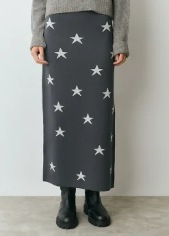 Faldas|Punto*Brownie Falda punto estrellas Antracita