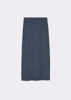 Faldas*Brownie Falda rib largo midi raya tejida Grisoscuro