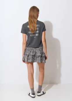 Faldas|Total Look*Brownie Falda volantes brillo estampada Gris