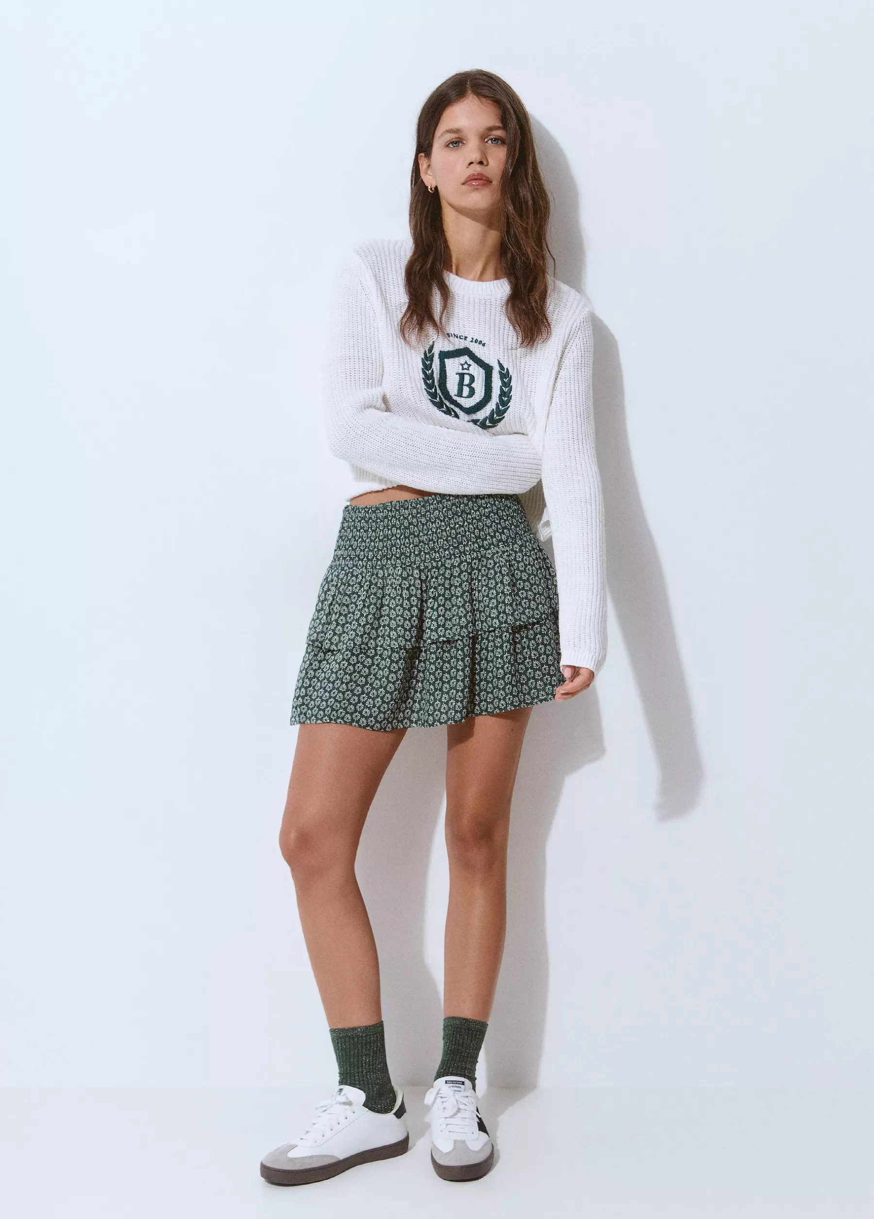 Faldas|Total Look*Brownie Falda volantes estampado bicolor Verde