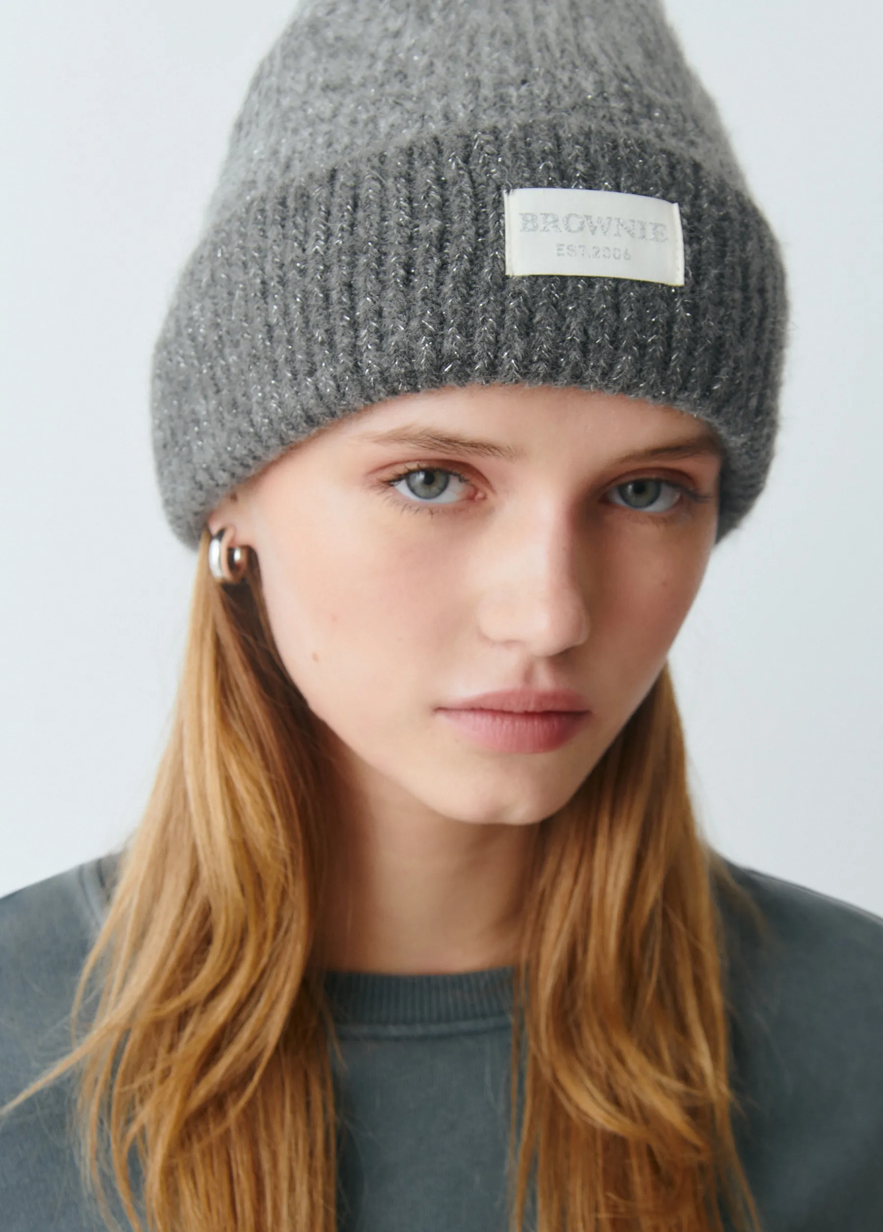 Gorras Y Gorros*Brownie Gorro bicolor canalé lurex Gris