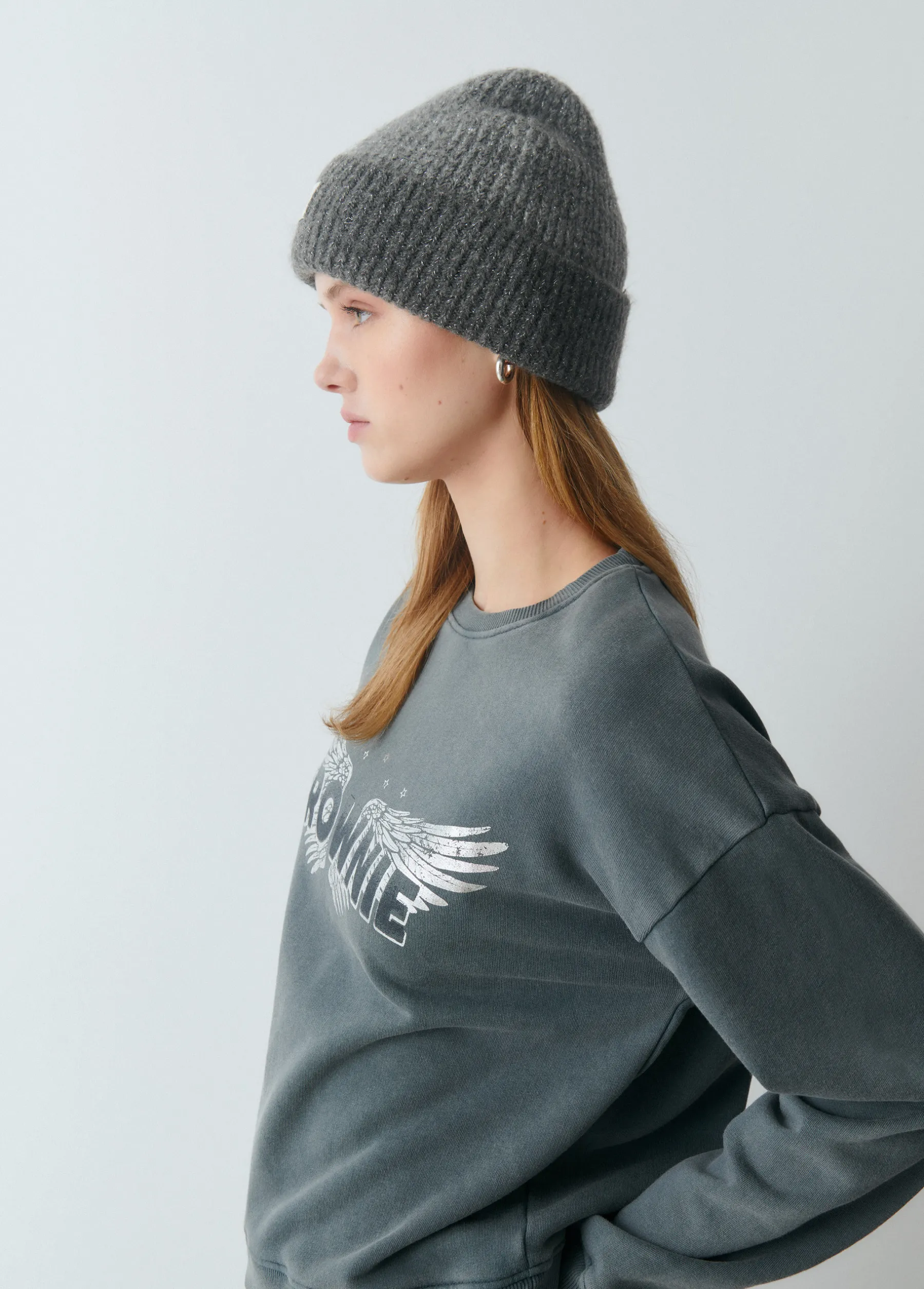 Gorras Y Gorros*Brownie Gorro bicolor canalé lurex Gris