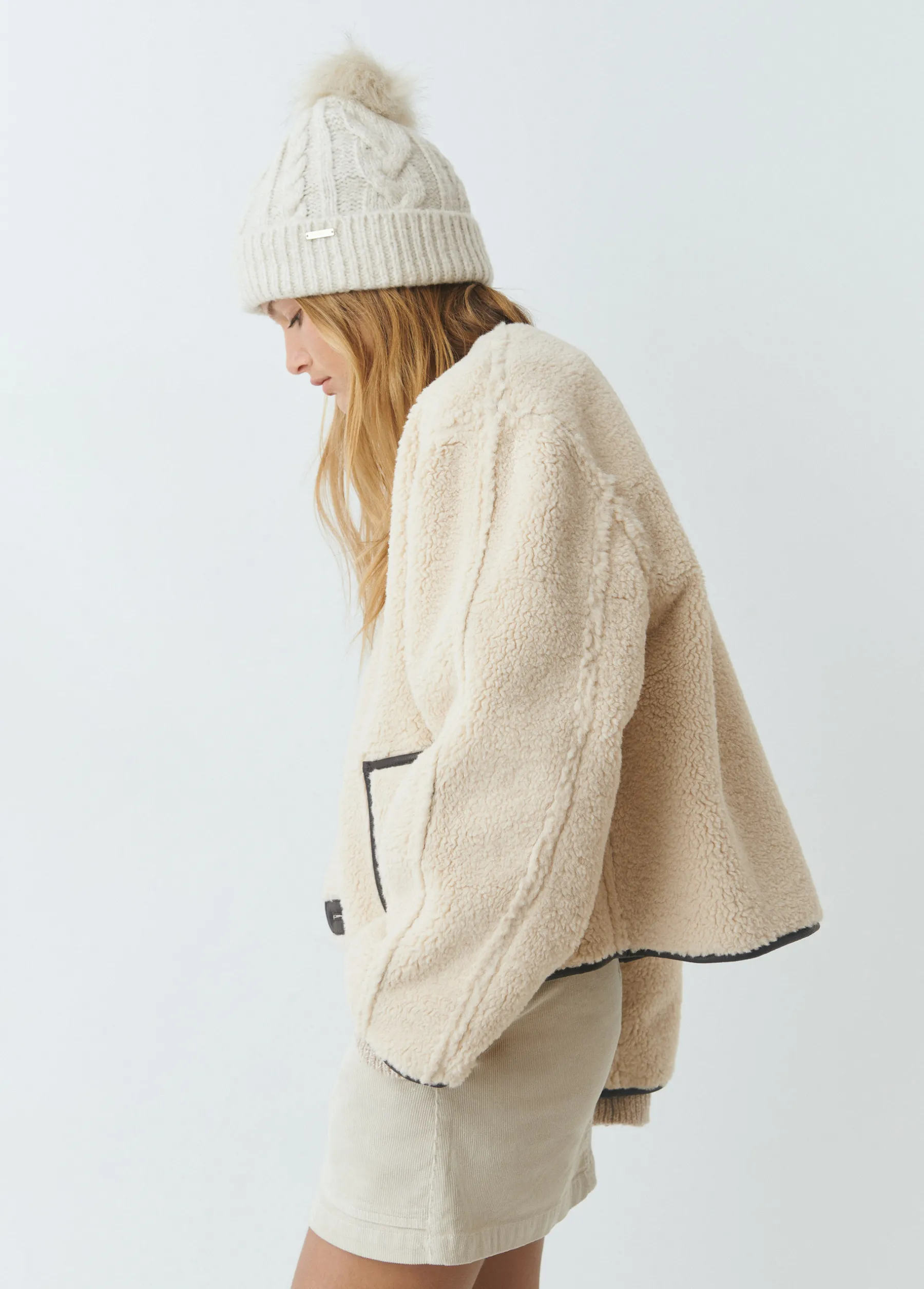 Gorras Y Gorros*Brownie Gorro trenza bola pelo Crudo