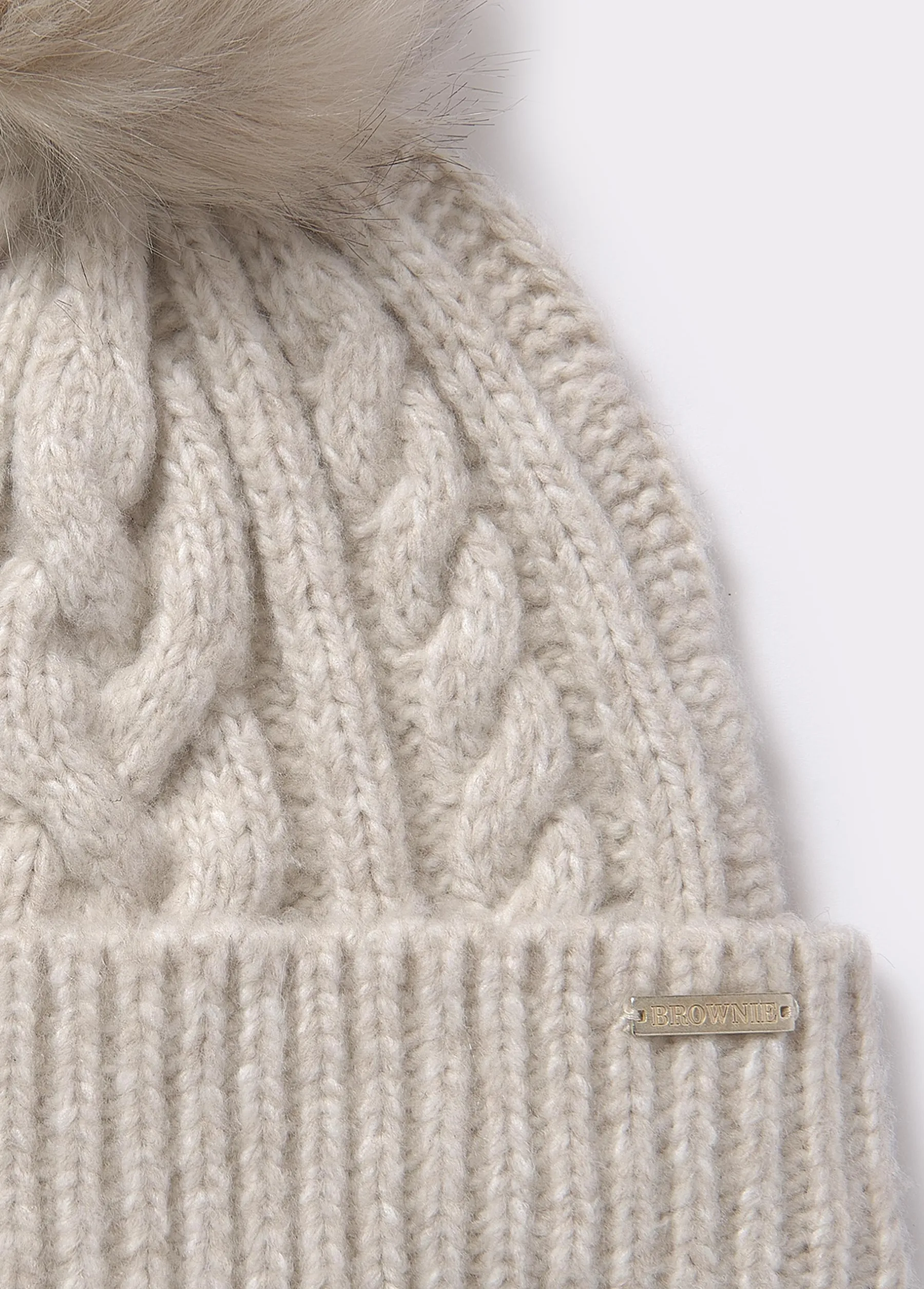 Gorras Y Gorros*Brownie Gorro trenza bola pelo Crudo