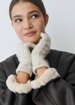 Guantes Y Mitones*Brownie Guantes trenza Crudo