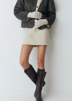 Guantes Y Mitones*Brownie Guantes trenza Crudo