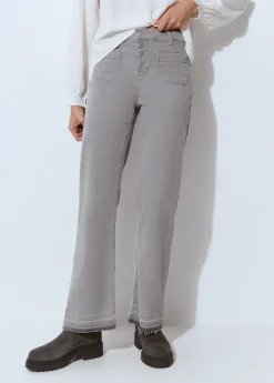 Jeans*Brownie Jeans culotte botones frontales Gris