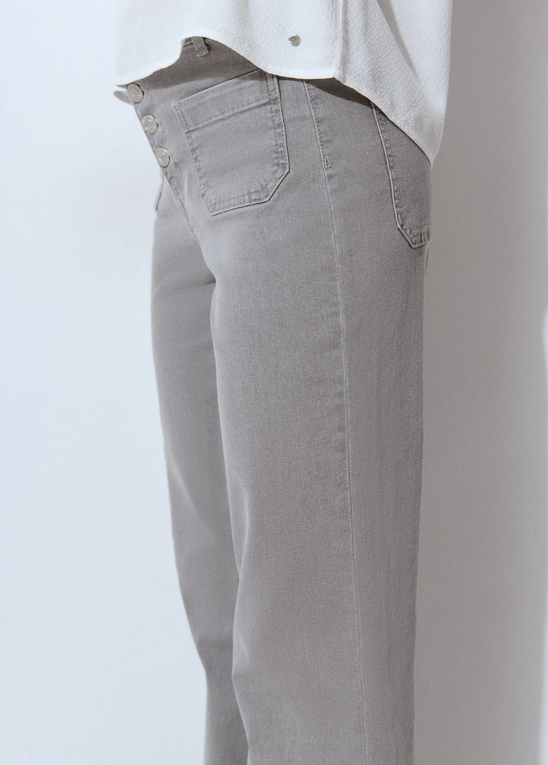 Jeans*Brownie Jeans culotte botones frontales Gris