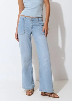 Jeans*Brownie Jeans culotte tachas Azulclaro