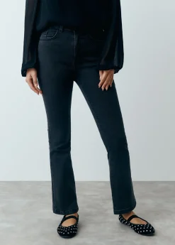 Jeans*Brownie Jeans flare cropped brillantes Negro