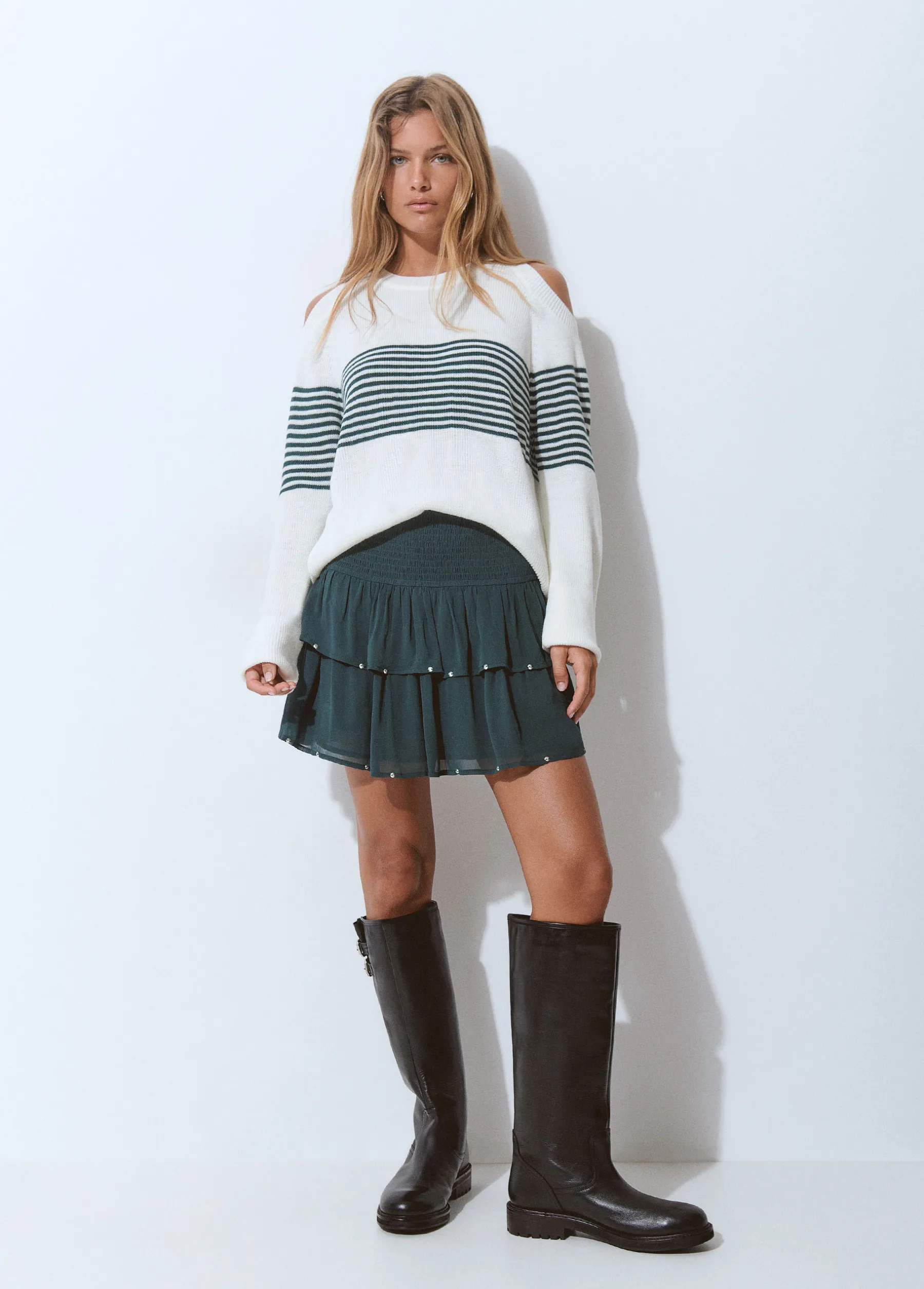 Jerséis*Brownie Jersey aperturas hombros rayas Crudo