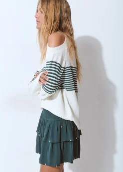 Jerséis*Brownie Jersey aperturas hombros rayas Crudo