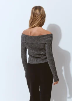 Jerséis*Brownie Jersey canalé hilo metalizado Grismedio