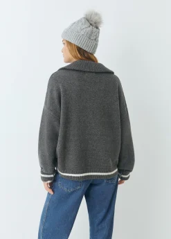 Jerséis|Punto*Brownie Jersey cremallera bordado Gris