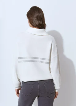 Jerséis|Punto*Brownie Jersey cremallera rayas Crudo