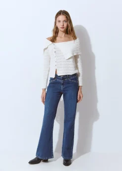 Jerséis|Punto*Brownie Jersey cruzado botones calado Crudo