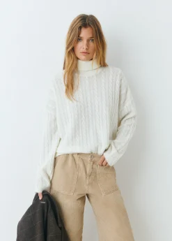 Jerséis|Punto*Brownie Jersey cuello alto trenzas Crudo