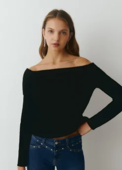 Jerséis|Punto*Brownie Jersey cuello bardot Negro