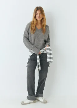 Jerséis|Punto*Brownie Jersey cuello pico básico Grismedio