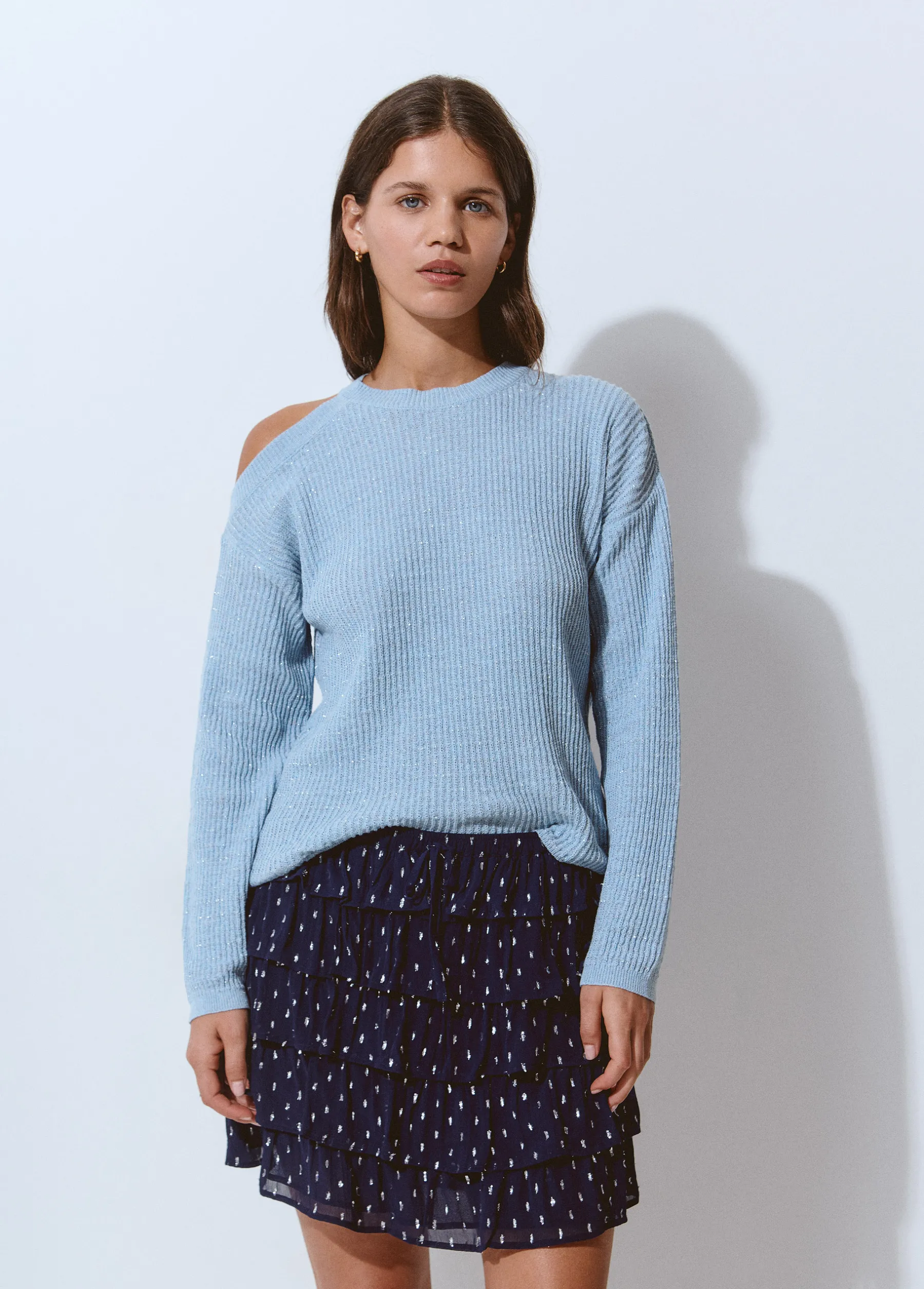 Jerséis*Brownie Jersey cut out hilo metalizado Celeste