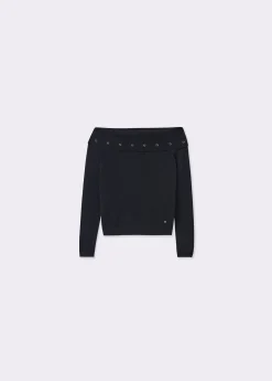 Jerséis|Punto*Brownie Jersey eyelets Negro