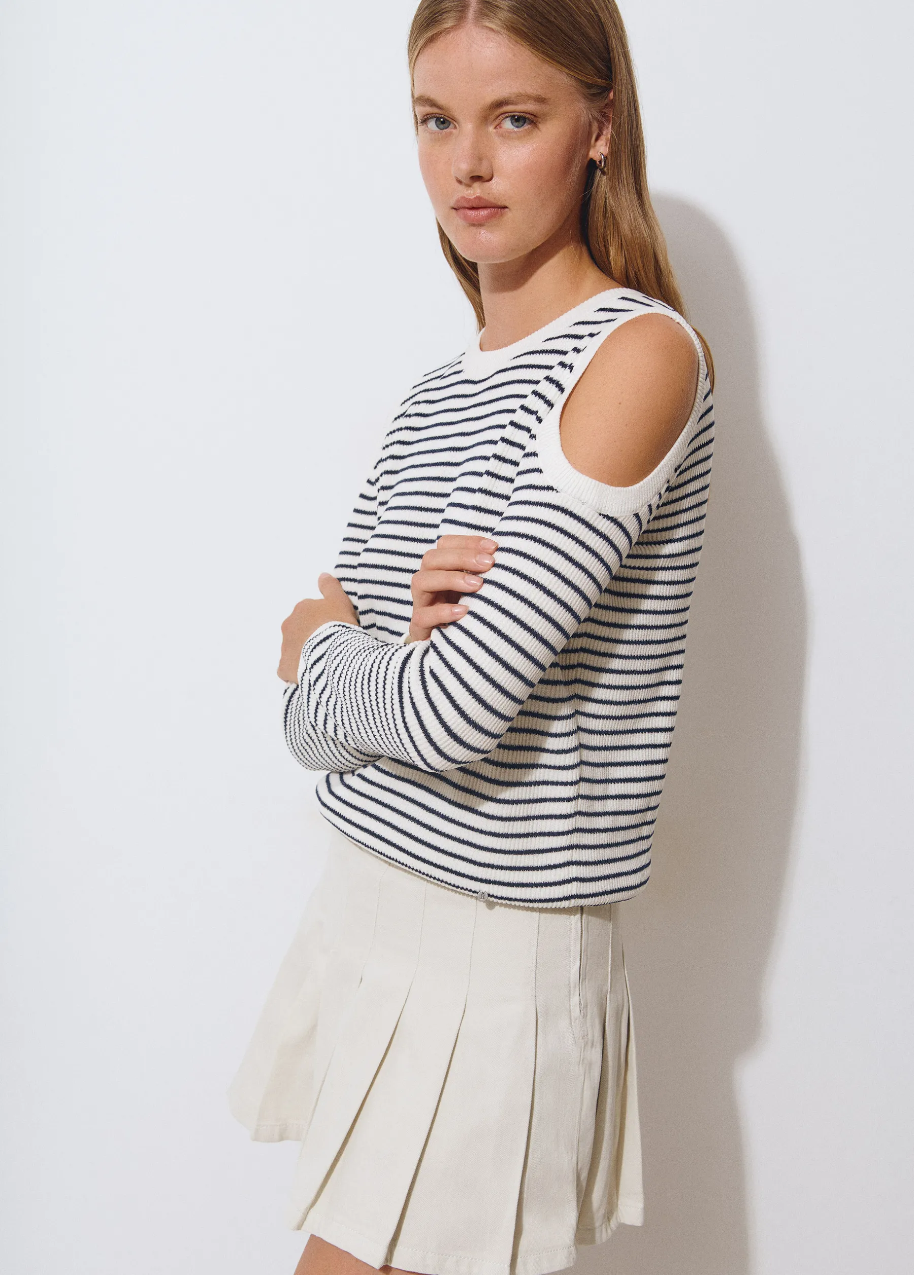 Jerséis|Punto*Brownie Jersey hombros chenilla raya Crudo