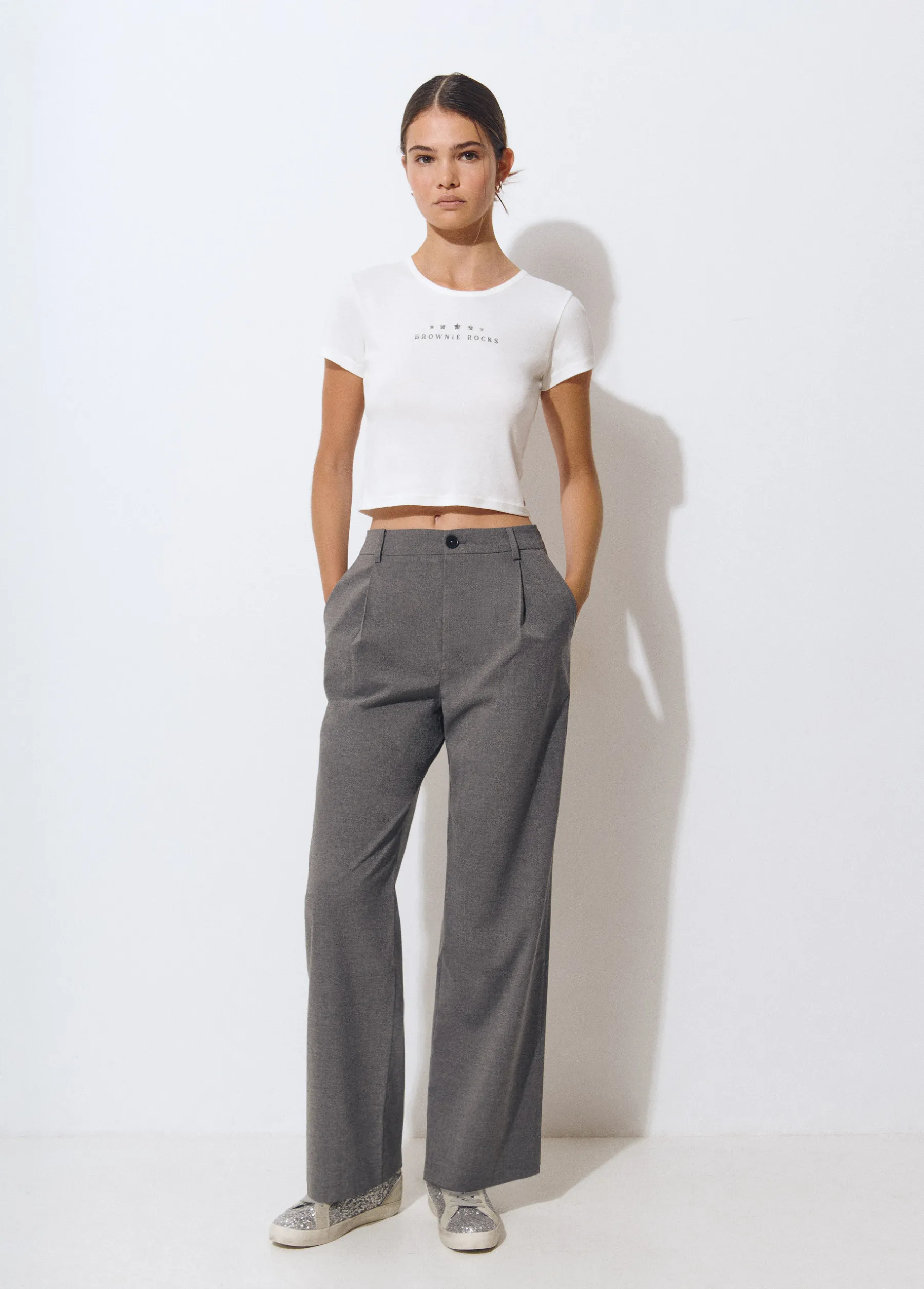 Pantalones|Total Look*Brownie Pantalón ancho sastre Gris