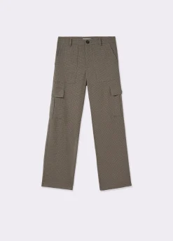 Pantalones|Total Look*Brownie Pantalón cuadritos cargo con cinturón Marron