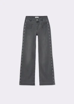 Pantalones|Jeans*Brownie Pantalón culotte bordado estrellas Gris