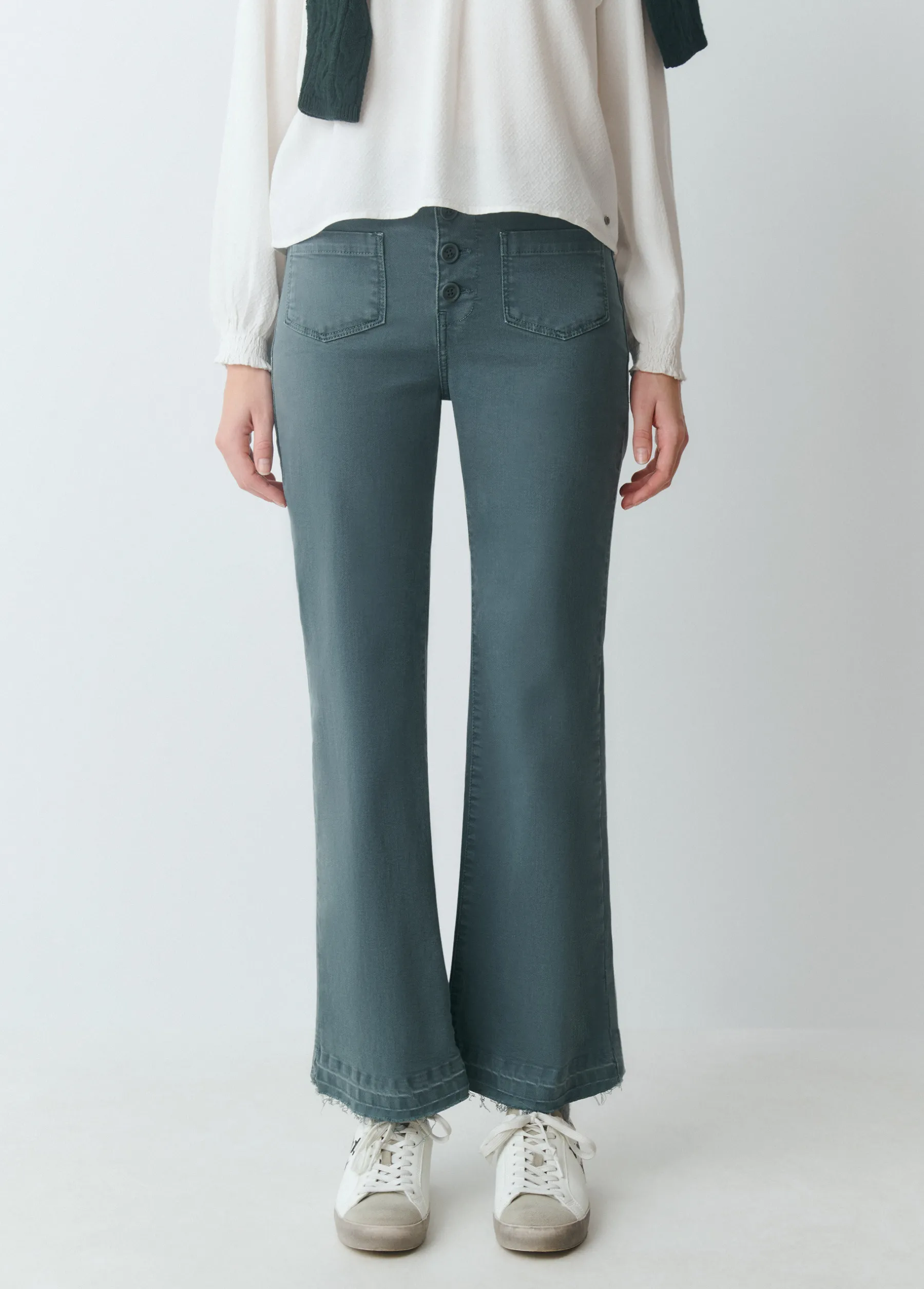 Pantalones*Brownie Pantalón culotte botones frontales Verdeesmeralda