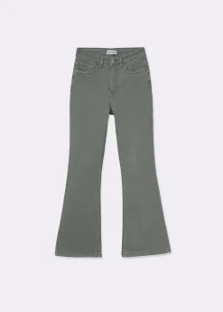 Pantalones*Brownie Pantalón flare cropped botones Kaki